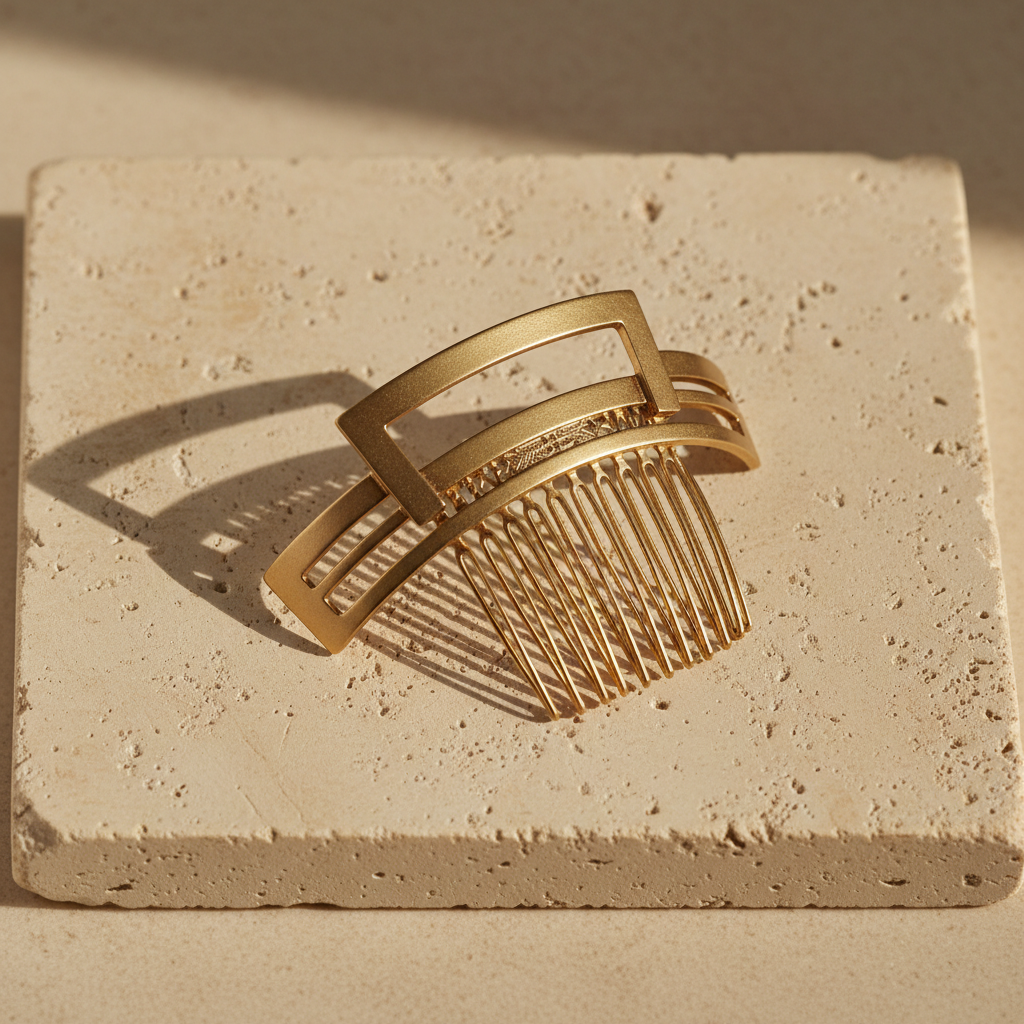 Sculptural Braid Comb - Oxidized gold hair comb for bridal styling